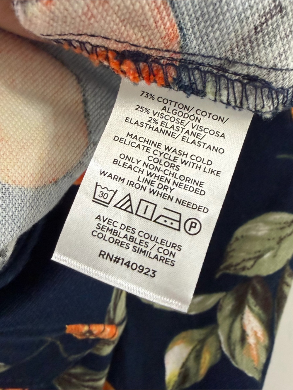 Loft Skirt Womens 10 Navy Blue Orange Fruit Print Utility Mini - Picture 6 of 8